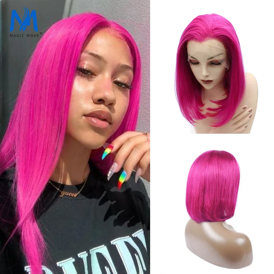 Bob Lace Part Wigs Rosered Fuchsia Human Hair Pre Plucked Rosered Lace  Frontal Short Bob Wigs For Black Women Remy Hair Wigs|Human Hair Lace Wigs|  - AliExpress