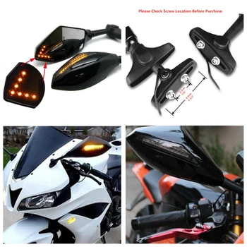 

2pcs Motorcycle side Mirror Motorbike Rearview LED Turn signal Indicator Handlebar Rear view Universal