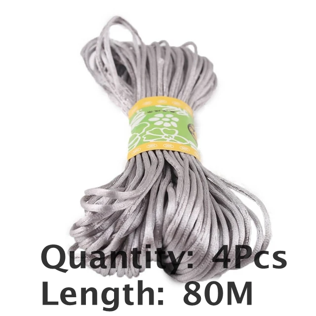1pc 1mm 80m Satin Silk Rope Nylon Cord Colorful Baby Teether Accessories Teething Necklace Rattail Cord DIY Tool Toys Baby 4PcsSilver80M