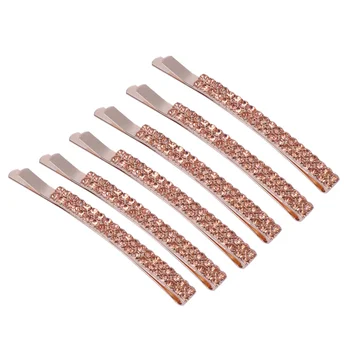

6 Pcs Rhinestone Crystal Hair Clips Hair Barrette Clip Hair Accessories for Women Girl Gifts (Rose Gold)
