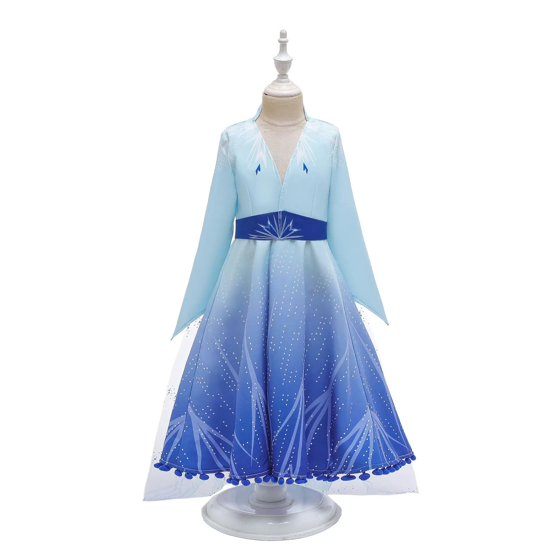 Платье принцессы Анны и Эльзы; платье Снежной Королевы для костюмированной вечеринки, дня рождения, свадьбы, Рождества; платья для маленьких девочек небесно-голубого цвета