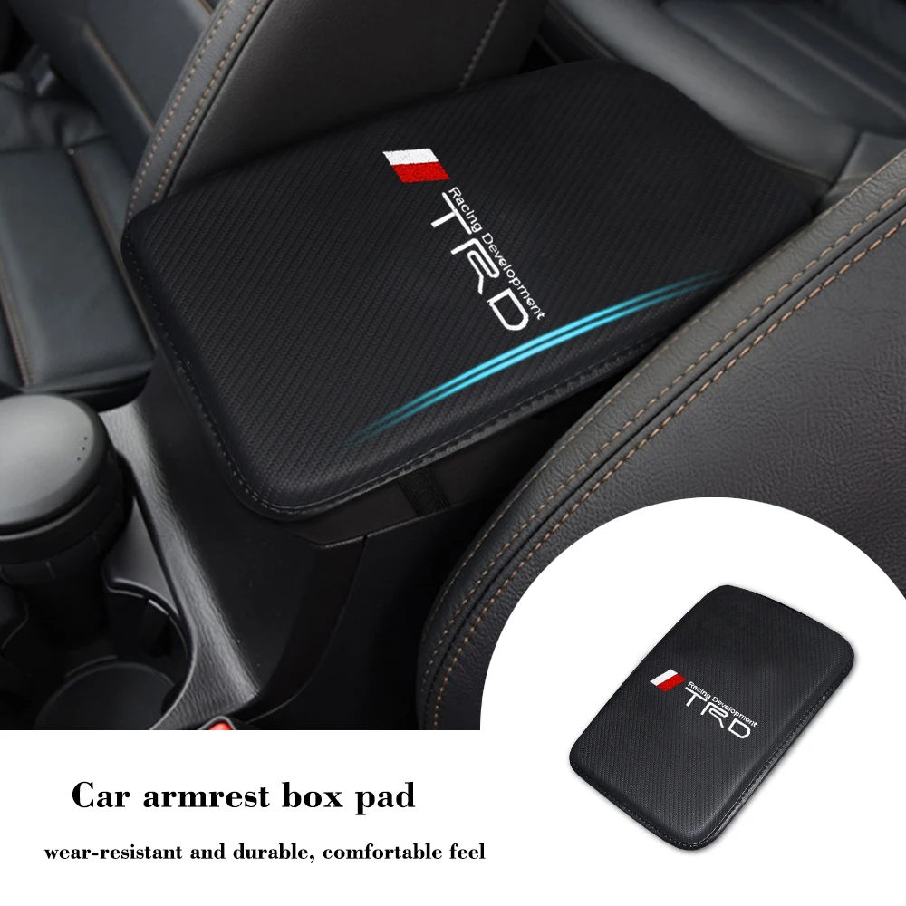 

Car Armrest Box Cushion Centre Armrest Mat Interior Protector Pad with Car Logo For Toyota CROWN REIZ COROLLA Camry VIOS TRD