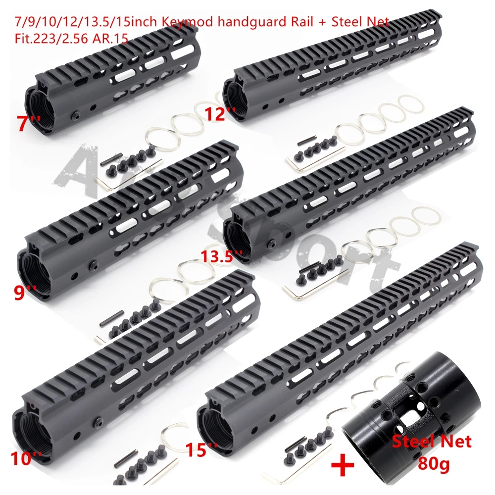 7/9/10/12/13.5/15 дюймов черный KeyMod Handguard Free Float Mount System Rails Steel Nut Fit Rifle AR15 .223/5.56|Кронштейны и