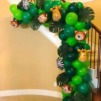 

90pcs/set Animal Balloon Arch Garland Kit Green Latex Balloon Kids Birthday Jungle Safari Party Decor Baby Shower Party Supplies