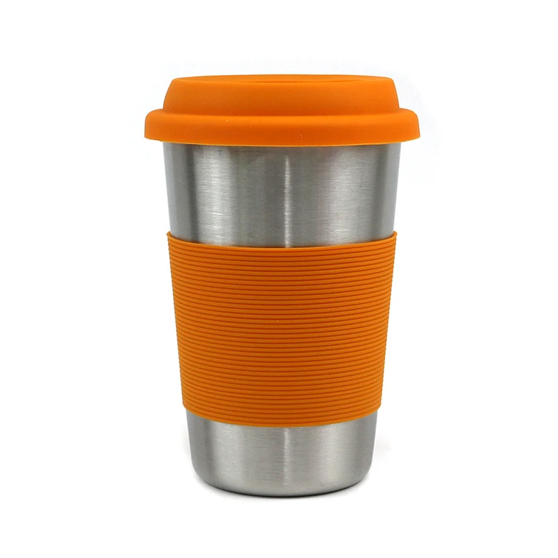 Beer Mug Stainless Steel With Silicone Cover 500ml Anti-fall Portable Durable Lightweight Water Cup - Цвет: E