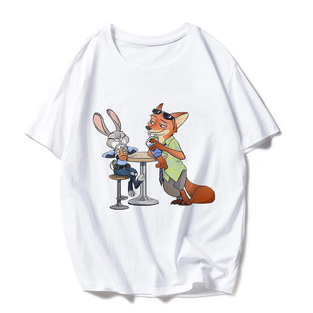 Fashion T-shirt Adult Unisex Tops Casual Rabbit Judy Fox Nick Print Disney Zootopia Girl Boy Children T-shirt Tops Family Look family matching outfits for wedding