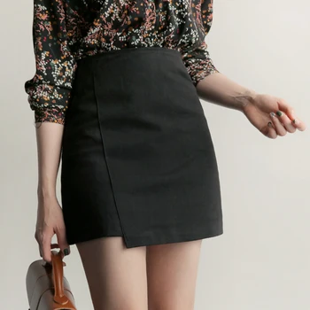 

Summer Skirt Women Solid Black Pencil Skirts Warp Sexy High Waist OL Office Lady Casual Mini Skirts Beach Skinny Bodycorn W014