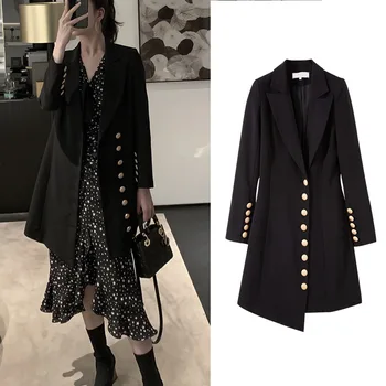 

Double Strawberry New Black Small Suit Mid-length Autumn and Winter Slim Chic Net Red Jacket Women Streetwear Elegant Blazers