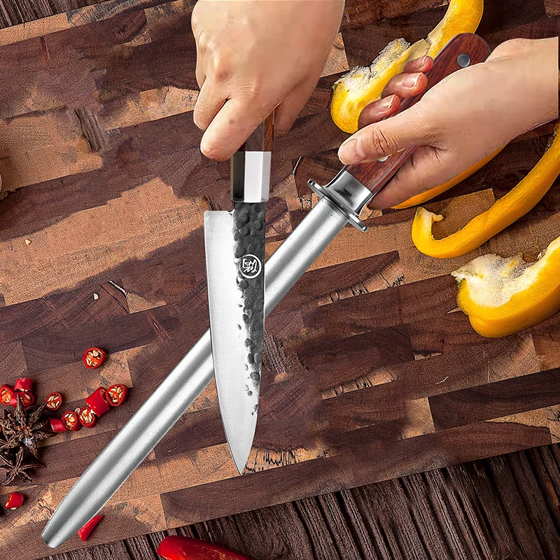 Professional Diamond Round Shank Sharpening Rod Kitchen Knife Sharpener