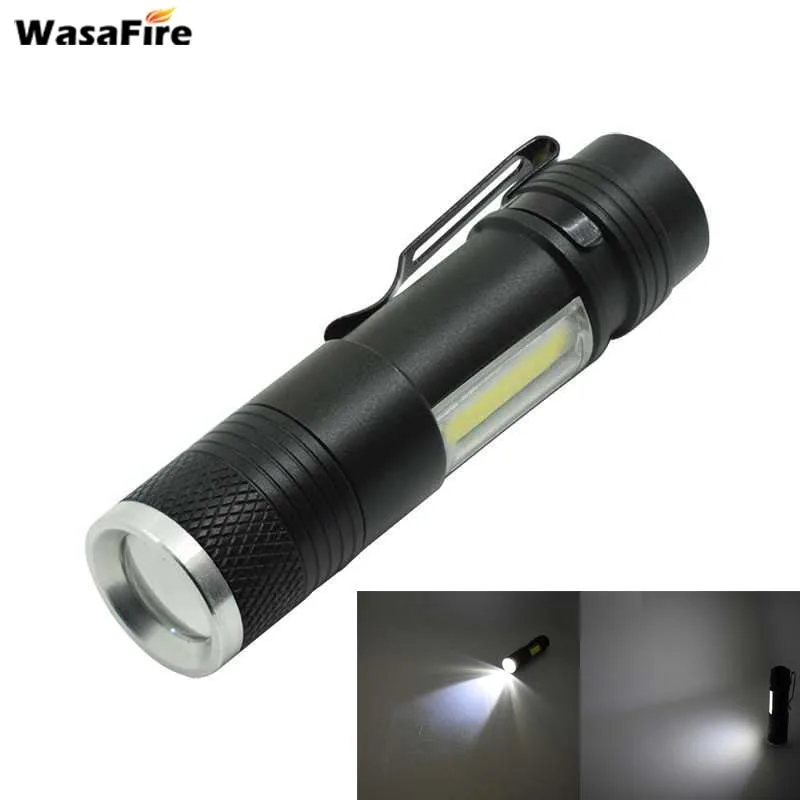Wasafire 2 шт./лот супер мини фонарик XPE Q5+ COB Светодиодный фонарь с зумом портативный фонарь используется 14500 или AA батарея для охоты