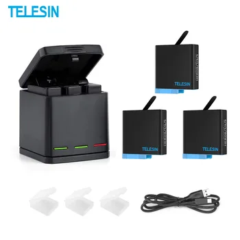 

TELESIN 3Pack 2Pack Battery Storage Charger Set with Type-C USB Cable for Gopro Hero 8 Bateria for Gopro Hero7 6 5 Black Battery