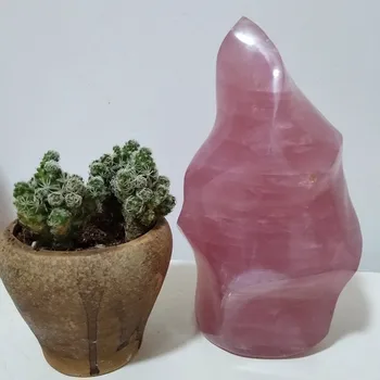 

Large natural rose quartz flame home decorating ice cream stone chakra healing crystals