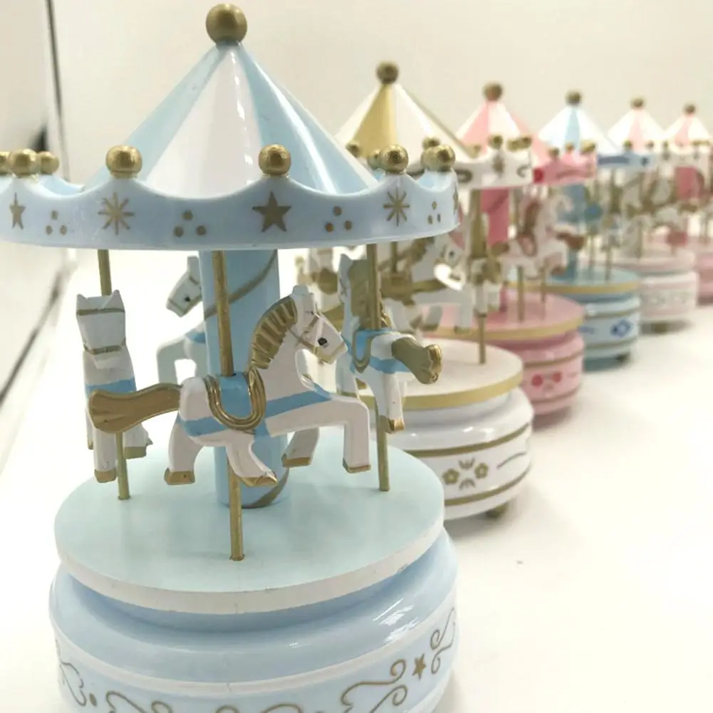 Musical Box Carousel Music Carousel Wooden Carousel Music Box Toy Children's Doll Game Music Box Room Decoration