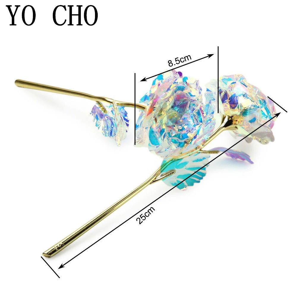 Eternal Rose Colorful Galaxy Artificial Flowers 24K Gold Foil Flower Love Base Flare box for Girlfriend Valentine's Day Gift 3