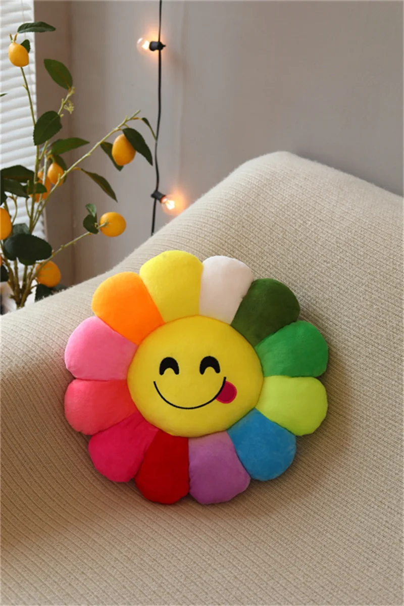 Cute Sunflower Pillow Plush Soft Pillow Seat Cushion Baby Kids Floor Play Mat Chair Cushion Sofa For Home Car Decor Pillow Gifts