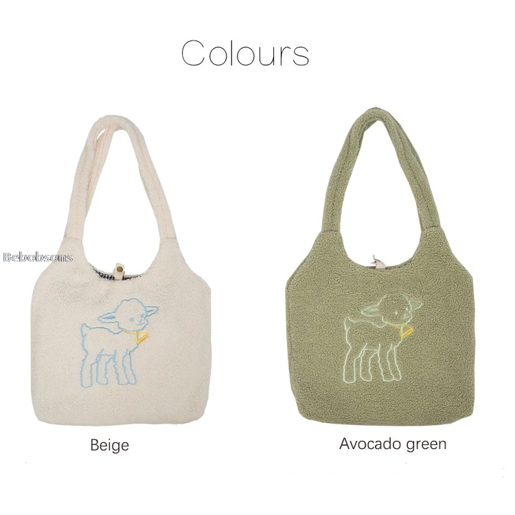 Женская вместительная сумка для покупок, модная сумка на плечо из искусственной овчины, зимняя сумка из овчины, дизайн, маленькая вышитая сумка-тоут