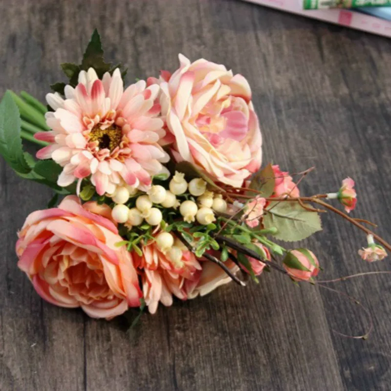Gerbera искусственный цветочный реквизит для свадьбы, искусственные цветы для украшения дома, гостиной, 1 комплект из 3 предметов