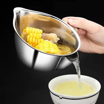 

700ml Oil Fat Separator Stainless Steel Gravy Oil Soup Strainer Cup Grease Oiler Filter Strainer Bowl Kitchen Cooking Tools