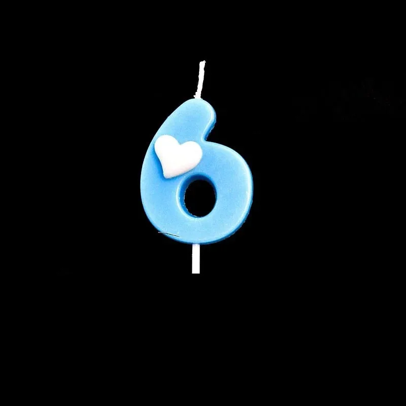 Креативный розовый/синий мультфильм свечи на день рождения 0-9 для детей взрослых девочек день рожденья для мальчиков свечи для торта украшения - Цвет: Number 6
