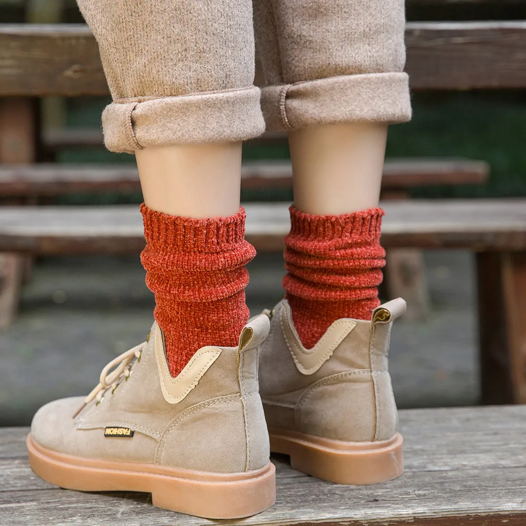 KANCOOLD 5 пар носков разного Для женщин хлопок, до середины колена, а перламутровый бархат зимние носки Дамская мода; теплые и дышащие;