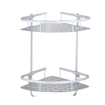 

No Drilling Bathroom Corner Shelves, Aluminum 2 Tier Shower Shelf Caddy Adhesive Storage Basket For Shampoo