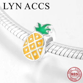 

Hight Qualitu 925 Sterling Silver Enamel Pineapple Stopper Silicone Beads fit Original LYNACCS Charm Bracelet Silver 925 Jewelry
