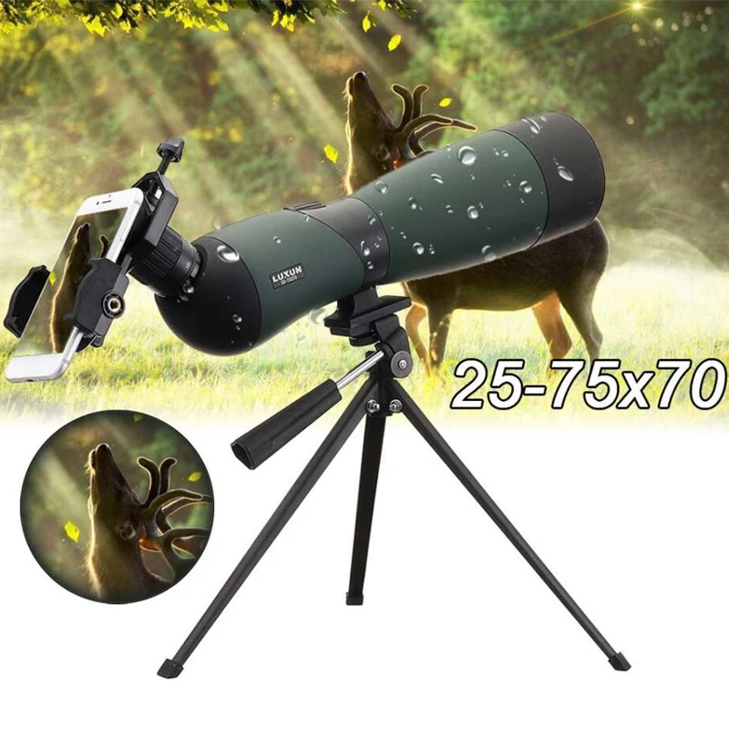 25-75x70 Zoom HD Telescope Spotting Scope Waterproof Monocular with Universal Phone Adapter Mount Tripod Hunting Optics | Инструменты