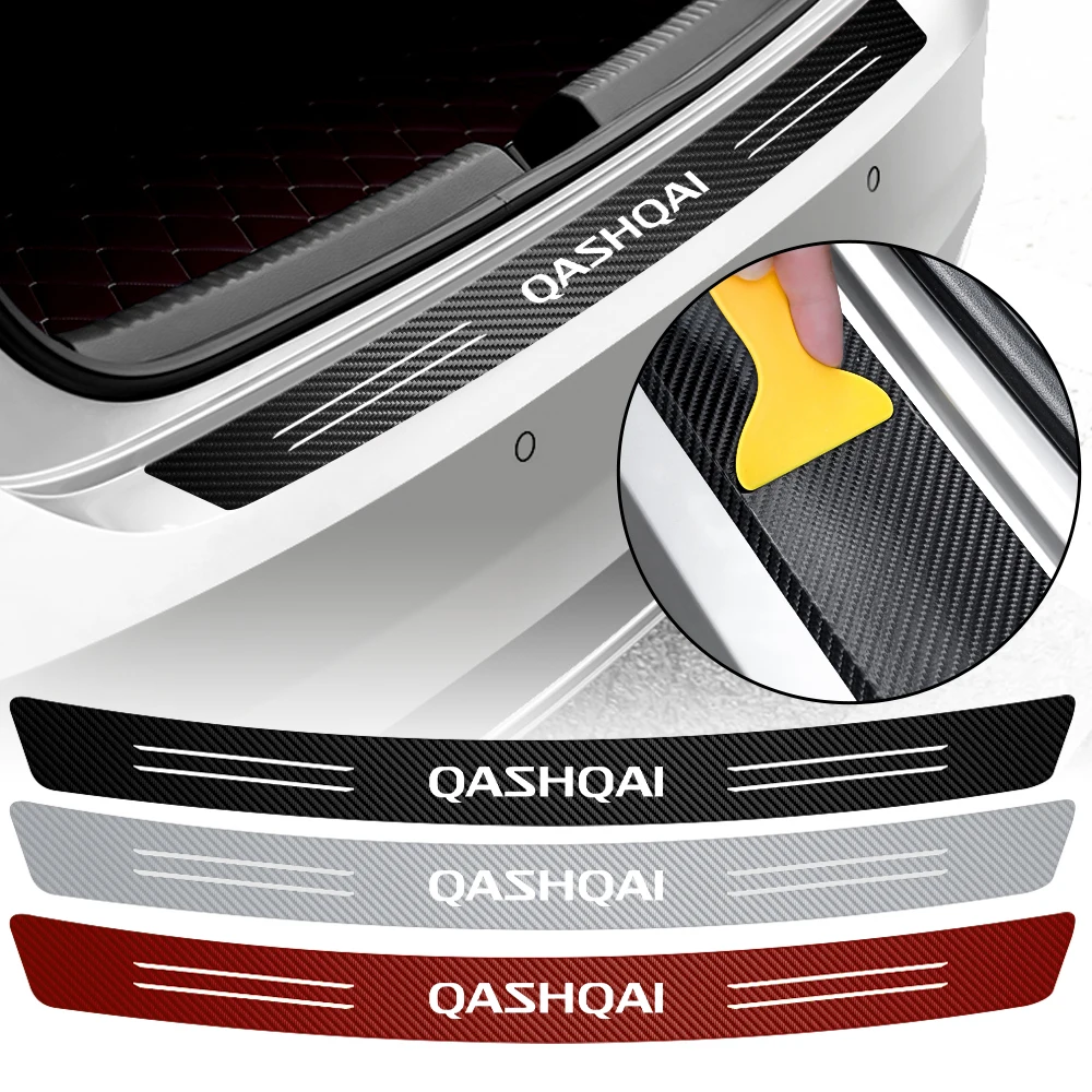 For Nissan Qashqai Accessories Carbon Fiber Car Rear Bumper Trunk Load Edge Scratch Guard Protector Stickers Styling Decor Decal