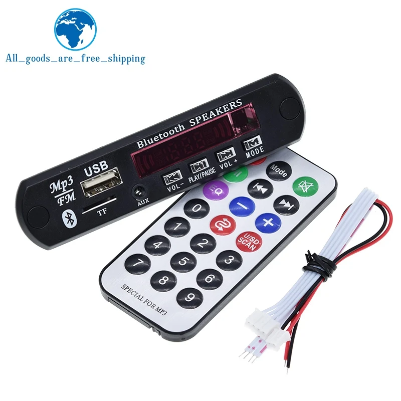 TZT 무선 블루투스 MP3 WMA 디코더 보드 오디오 모듈, USB TF 라디오, 리모컨 포함 자동차 액세서리, 5V, 12V