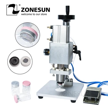 Best ZONESUN Pneumatic Oral Liquid Solution Penicillin Bottle Capper Aluminum Metal Plastic Medicine Vial Crimper Twist Off Machine