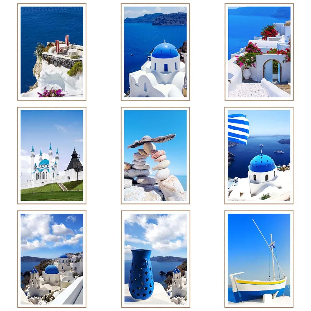 

Mediterranean Sea Landscape DIY Diamond Painting Kits Seaside Building Picture Cityscape Home Wall Decor Gift