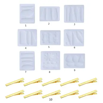 

Crystal Epoxy Resin Mold Hair Clip Barrette Casting Silicone DIY Crafts Mould