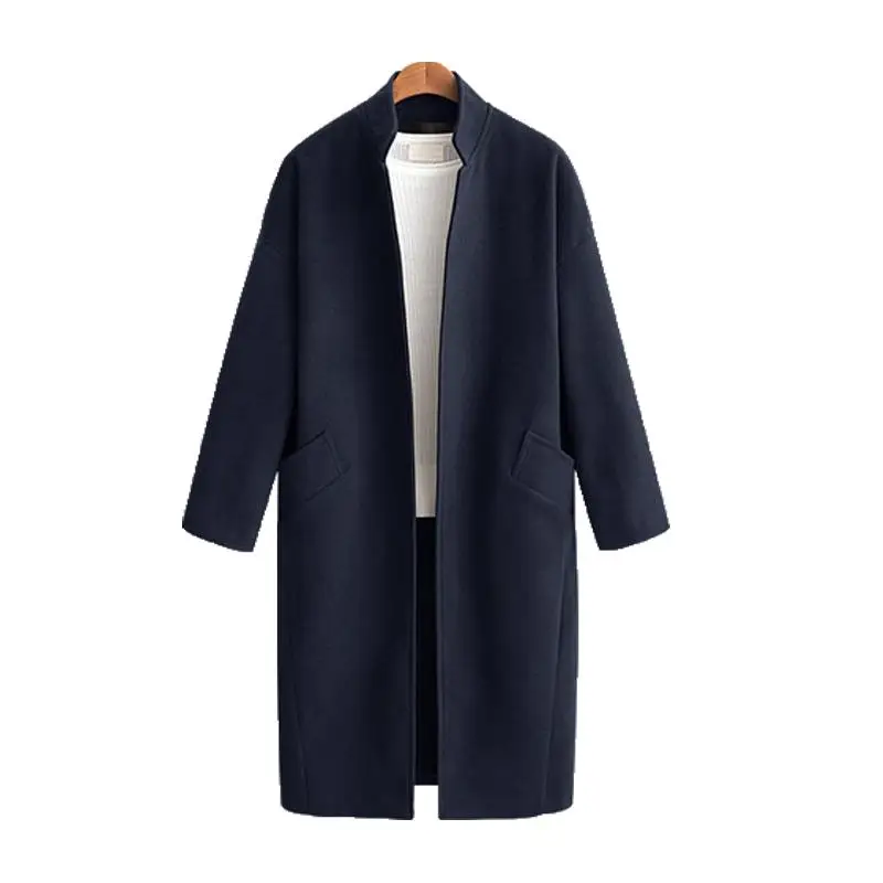 S-4XL Women Plus size Wool Coat Autumn Winter Long Woolen Coat Cardigan Stand Collar 3XL Large Size Elegant Long Overcoat Jacket