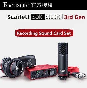 

Focusrite Scarlett Solo Studio 3rd Gen recording sound card set 2 input/2 out USB audio interface with Condenser Mic & Headphone