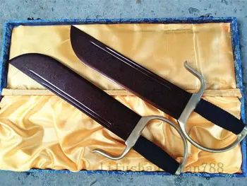 

DAMASCUS FOLDED STEEL RED BLADE COPPER HANDLE CHINESE HUDI SWORD