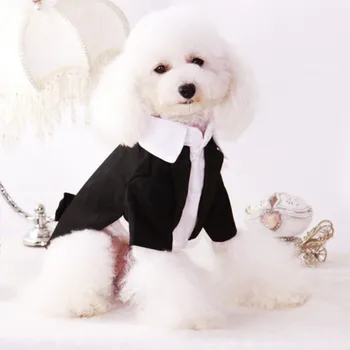 

Pet Small Dogs Coat Clothes for Wedding English Style Dogs Gentlemen Shirt with Bow Knot For Puppy