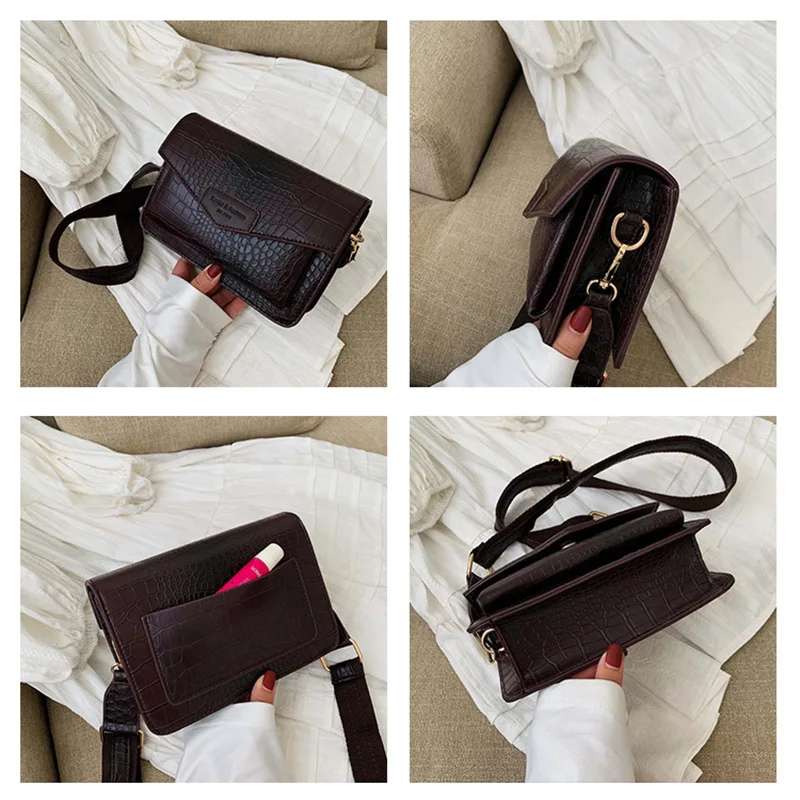 

2019 Autumn New Style WOMEN'S Bag Shoulder Cross-body Crocodile Pattern Clutch England Retro Pu Lettered Bag