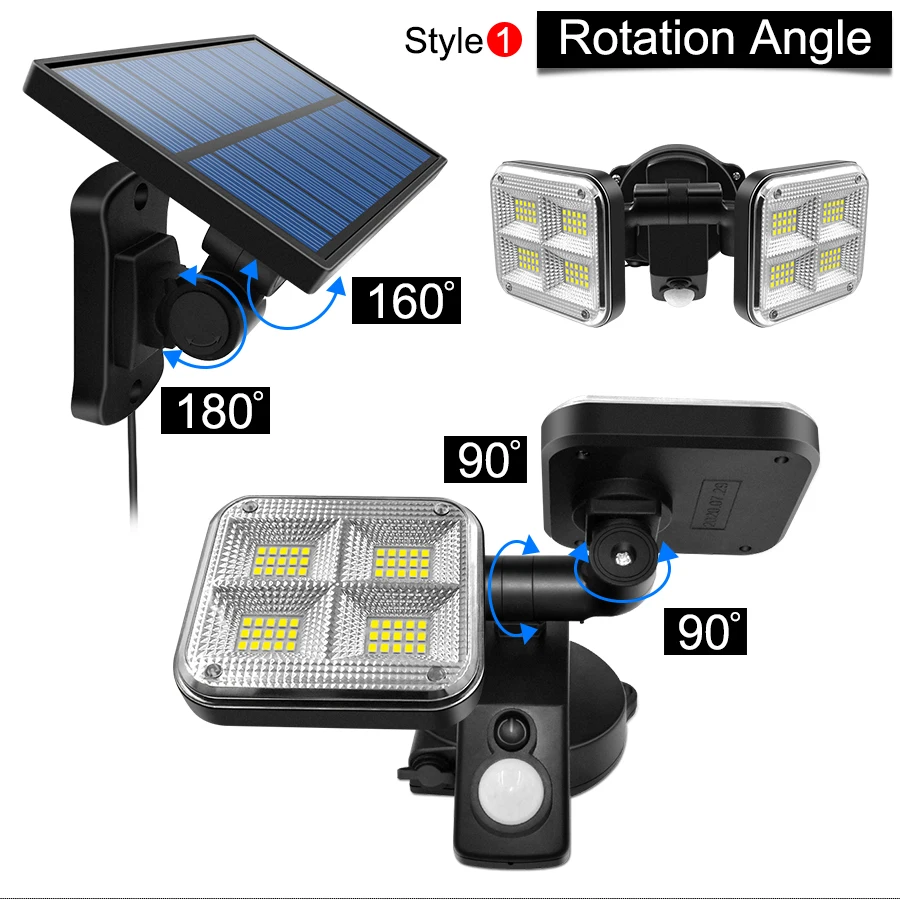 20w Super Bright Solar Lights 120led IP65 Waterproof Outdoor Indoor Solar Lamp With Adjustable Head Wide Lighting Angle solar wall lights outdoor