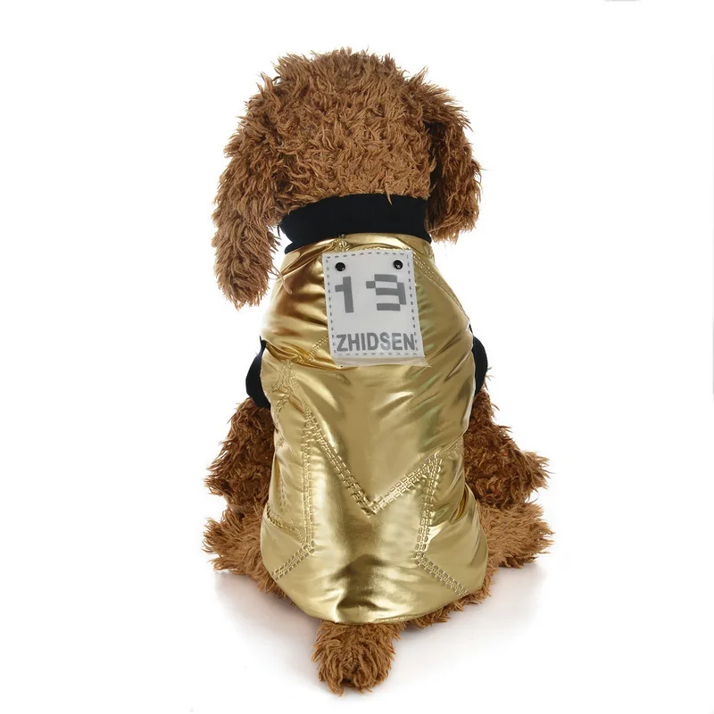 Зимняя жилетка для собак, куртка, пальто, утепленная теплая для щенков собак, одежда золотого и серебряного цвета, водонепроницаемое пуховое пальто, Одежда для питомцев, чихуахуа, Тедди - Цвет: Gold