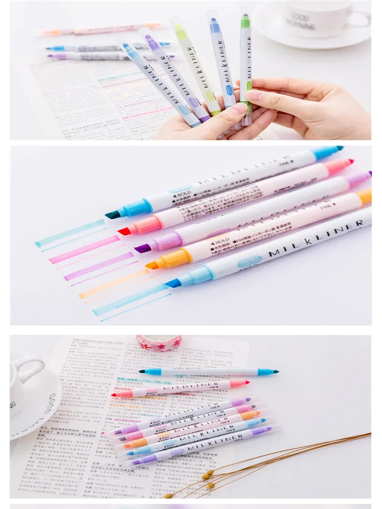Корейская двухголовая одноцветная маркер Акварельная ручка студенческие заметки с цветным маркером № 12 цветов
