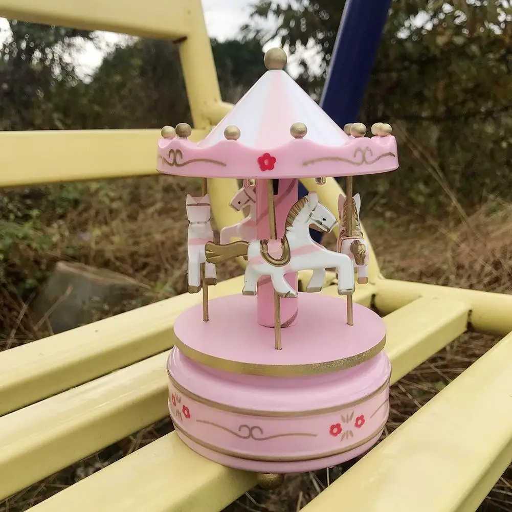 Musical Box Carousel Music Carousel Wooden Carousel Music Box Toy Children's Doll Game Music Box Room Decoration