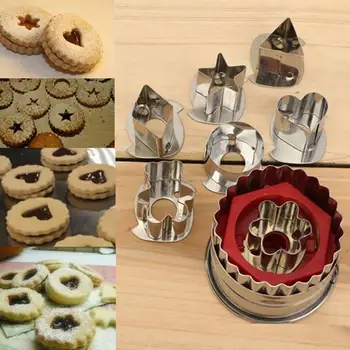 

7 pcs/lot Cookie Cutter Mold Kitchen Tools Home Stainless Steel Cookie Cutter Set Gingerbread Cake Biscuit Mould Fondant Cutter
