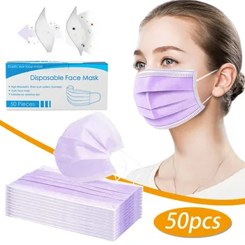 

50 Pcs-3ply Mouth Cover,Protect Mouth and Nose,Soft and Breathable Dust Proof Pollution-proof Mouth Masks Face sheild Mascarilla