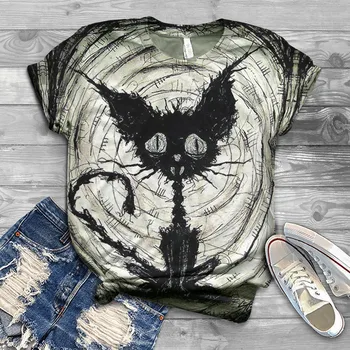 

Harajuku Woman Tshirts Plus Size Women Short Sleeve Halloween Printed O-Neck T-Shirt Graphic Tee T Shirt For Women футболка