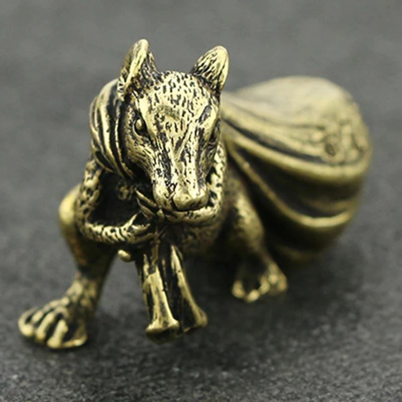  1X Copper Brass Mouse Rat Money Bag Chinese Style Ornament Small Statue Figurine Miniature Home Off