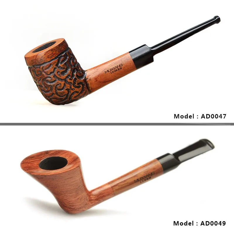 MUXIANG 12 Types Free 10 Pipe Tools Straight kevazingo wood Tobacco Pipe Handmade churchwarden Smoking China ad0001-ad0050
