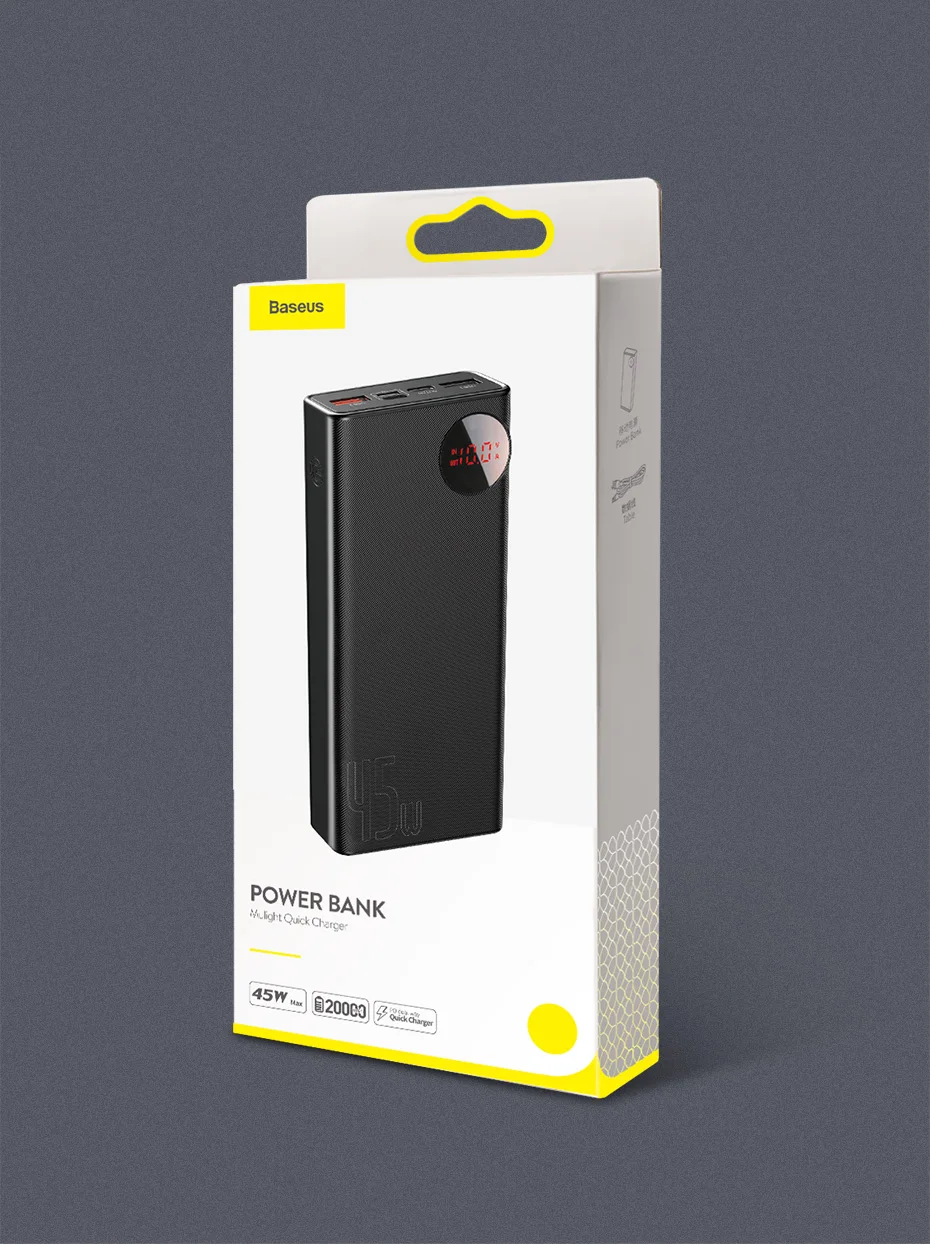 Baseus power Bank 20000 мАч Быстрая зарядка 4,0 3,0 Внешняя батарея 45 Вт PD Быстрая Зарядка power bank для iPhone 11 Xiaomi Mi huawei