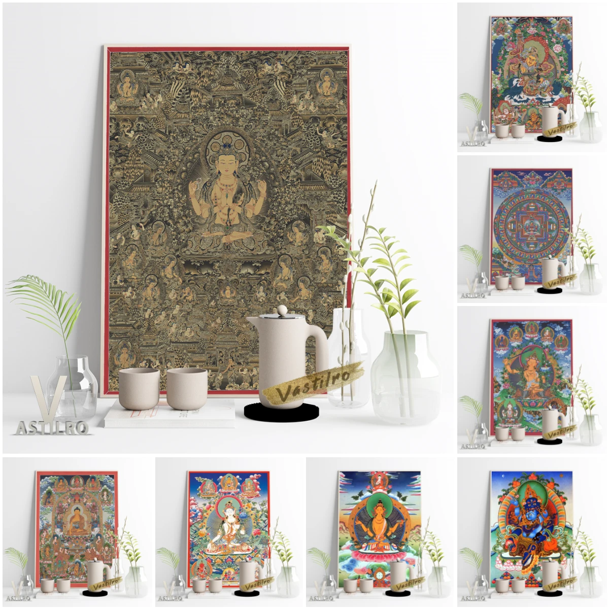 Тибетский тангка религиозная роспись художественные принты плакат Бодхисаттва
