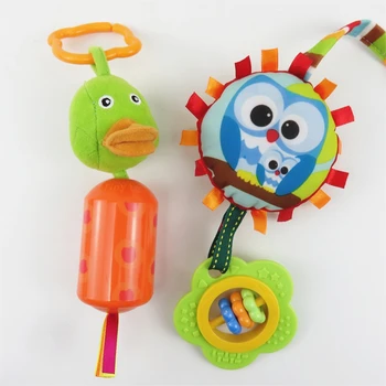 

Baby Plush Toys Cute Animal Owl Duck Wind Bell Stroller Bed Hanging Early Educational Toys Rattles Stroller Hanging Baby Rattles