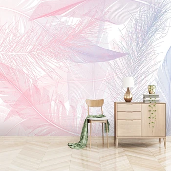 

Custom Pink Feather 3D Photo Wallpaper For Bedroom Walls Home Decor Modern Creative Living Room Children Room Mural Papier Peint